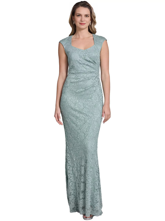 Dusty Sage floor-length mother of the bride dress, front view showing the mermaid silhouette