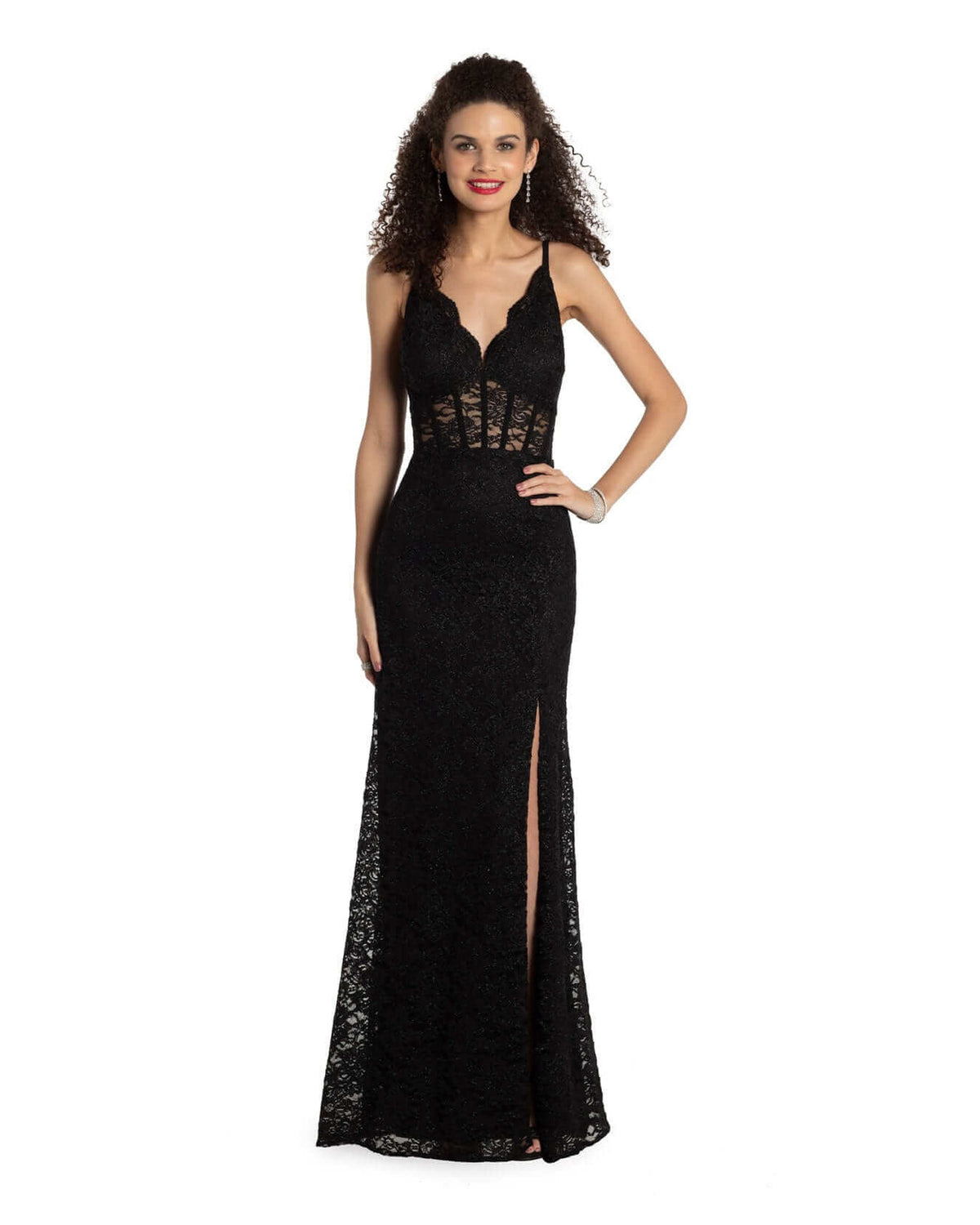 v neck column maxi prom dress - image 1