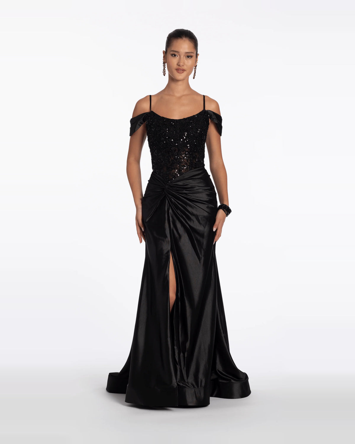 off shoulder trumpet maxi prom dress - image 1