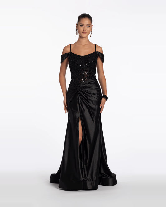 off shoulder trumpet maxi prom dress - image 1