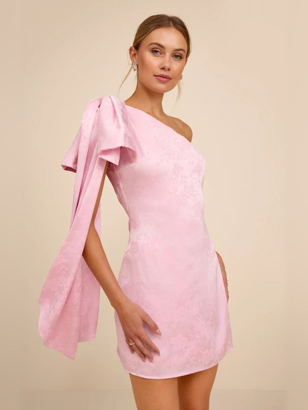 Light Pink mini homecoming dress, front view showing the silhouette