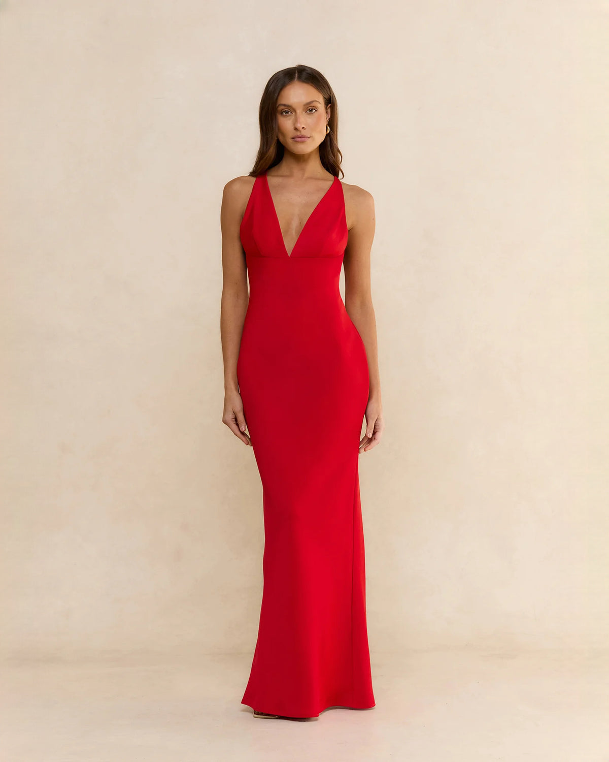 sleeveless satin a-line maxi bridesmaid dress - image 1