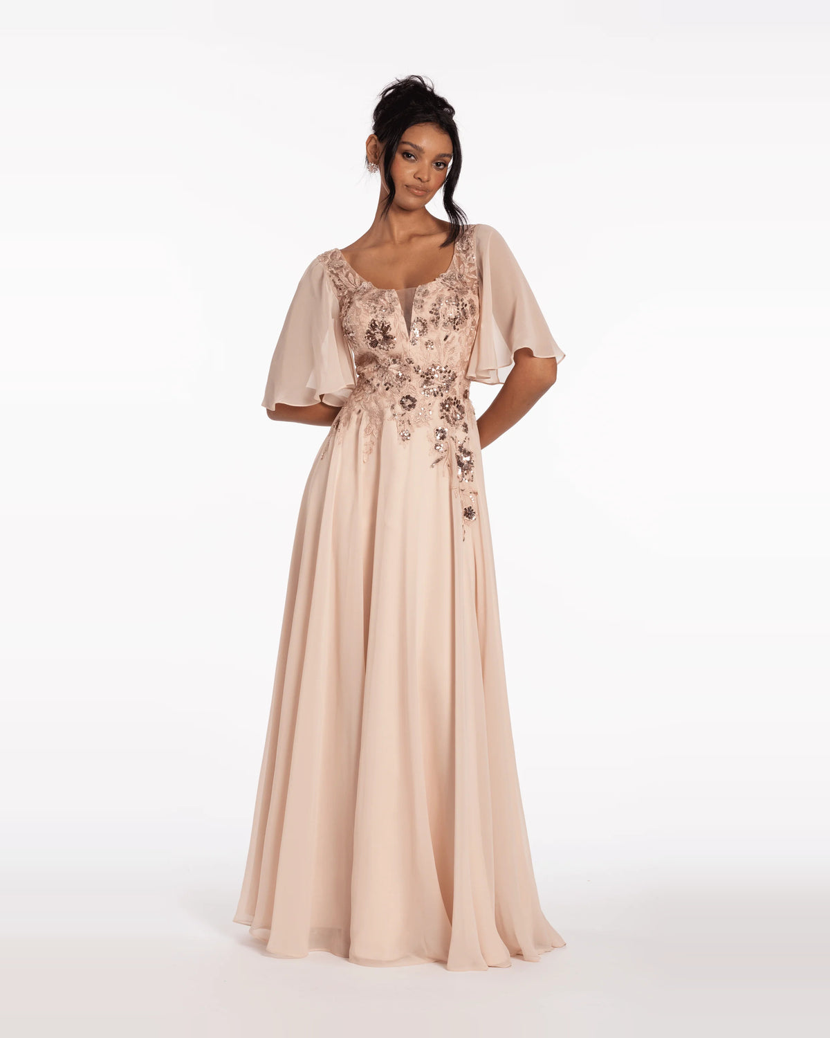 scoop neck a-line maxi prom dress - image 1