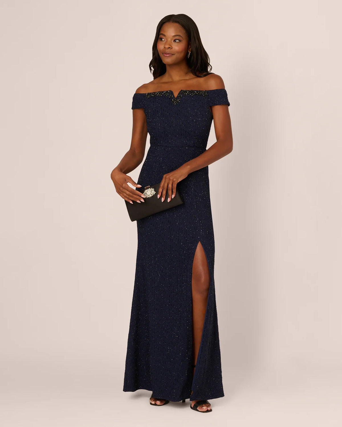 off-shoulder a-line maxi mother of the bride dress - image 1