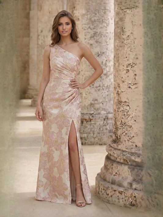 As Picture floor-length mother of the bride dress, front view showing the sheath silhouette