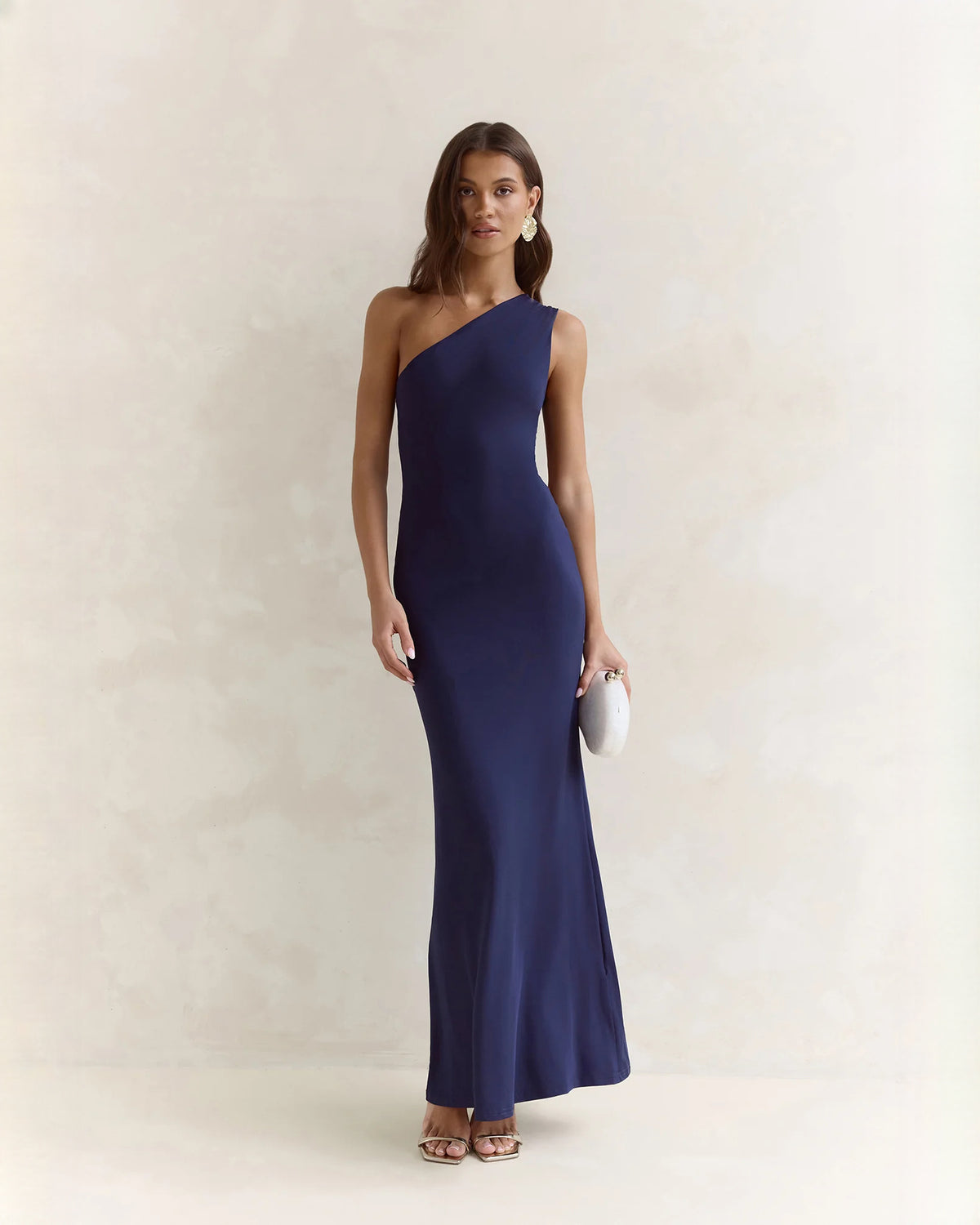 sleeveless satin a-line maxi bridesmaid dress - image 1