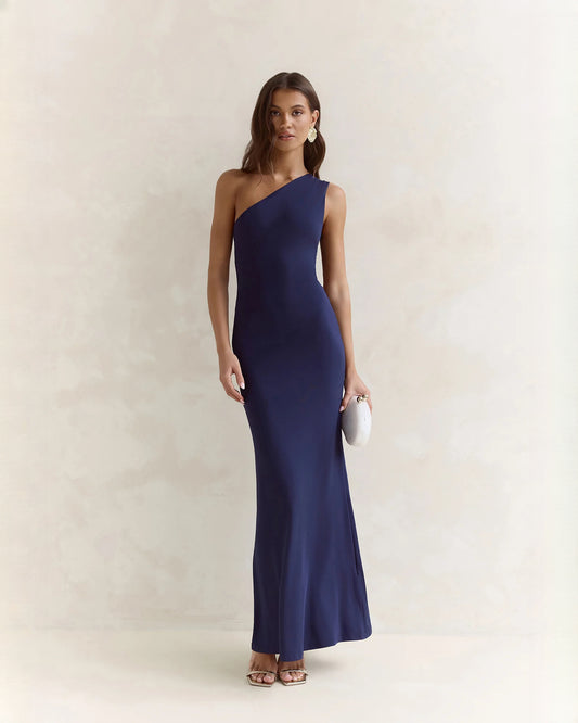 sleeveless satin a-line maxi bridesmaid dress - image 1