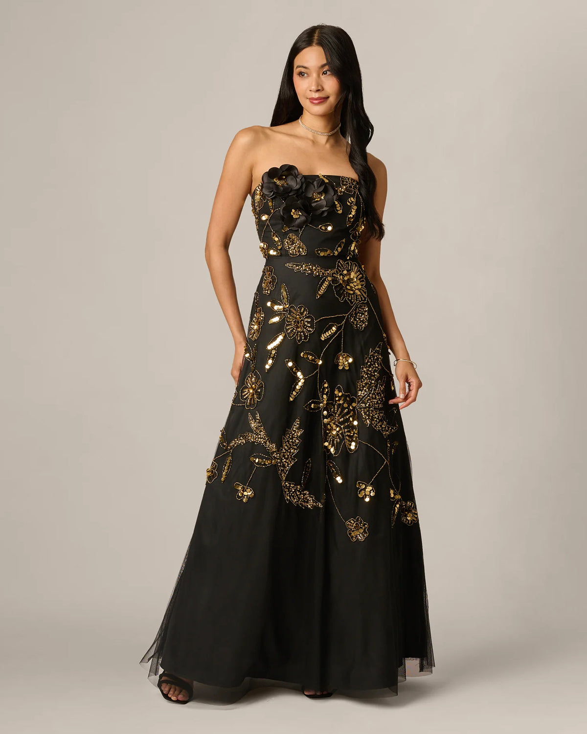 strapless a-line maxi mother of the bride dress - image 1