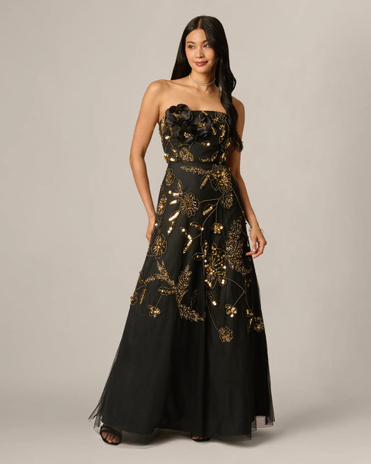 strapless a-line maxi mother of the bride dress - image 1