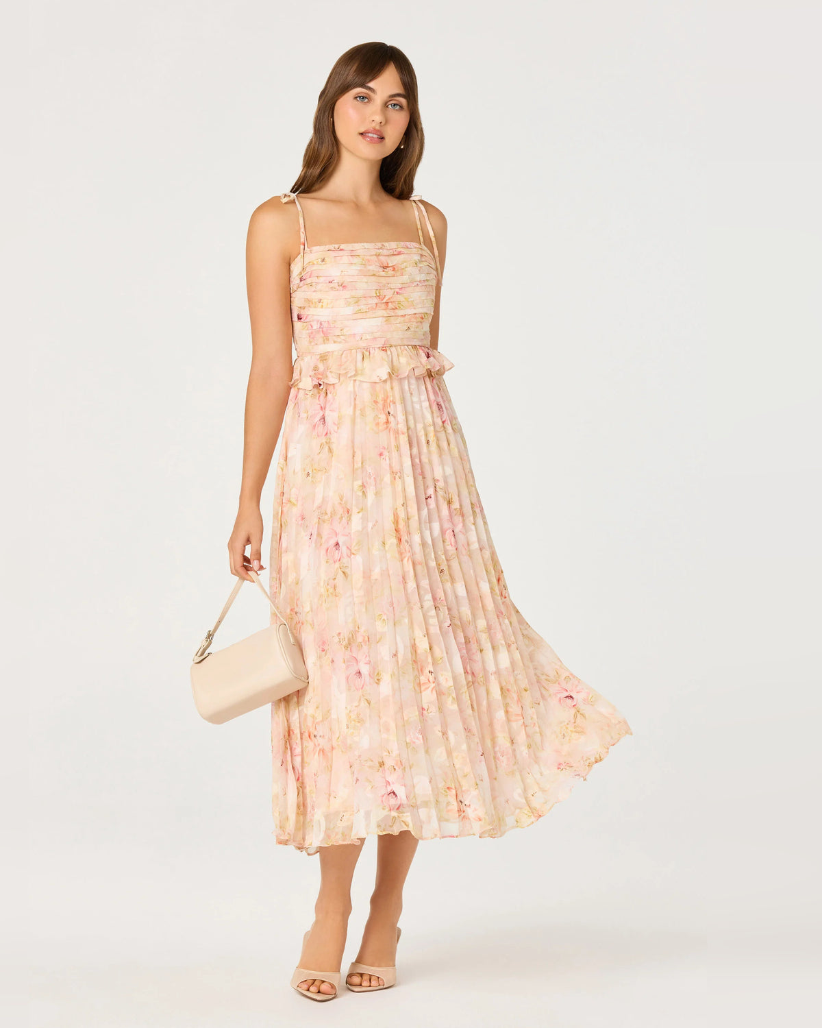 spaghetti strap a-line midi homecoming dress - image 1