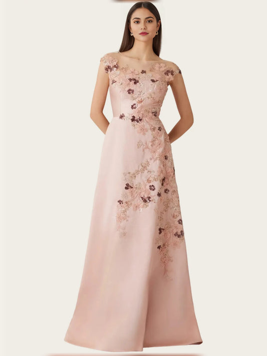 As Picture maxi mother of the bride dress, front view showing the a-line silhouette