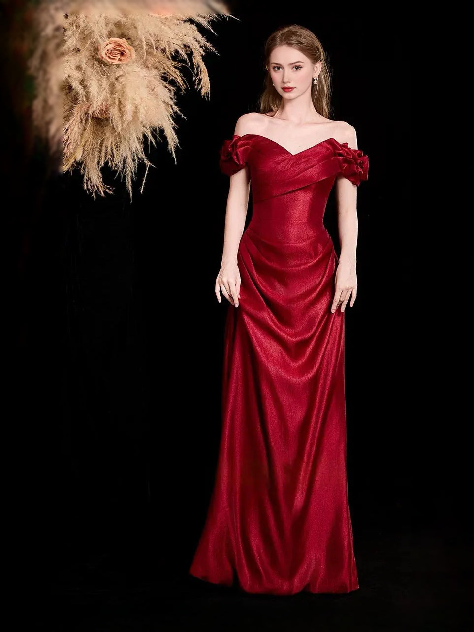 Red maxi prom dress, front view showing the mermaid silhouette