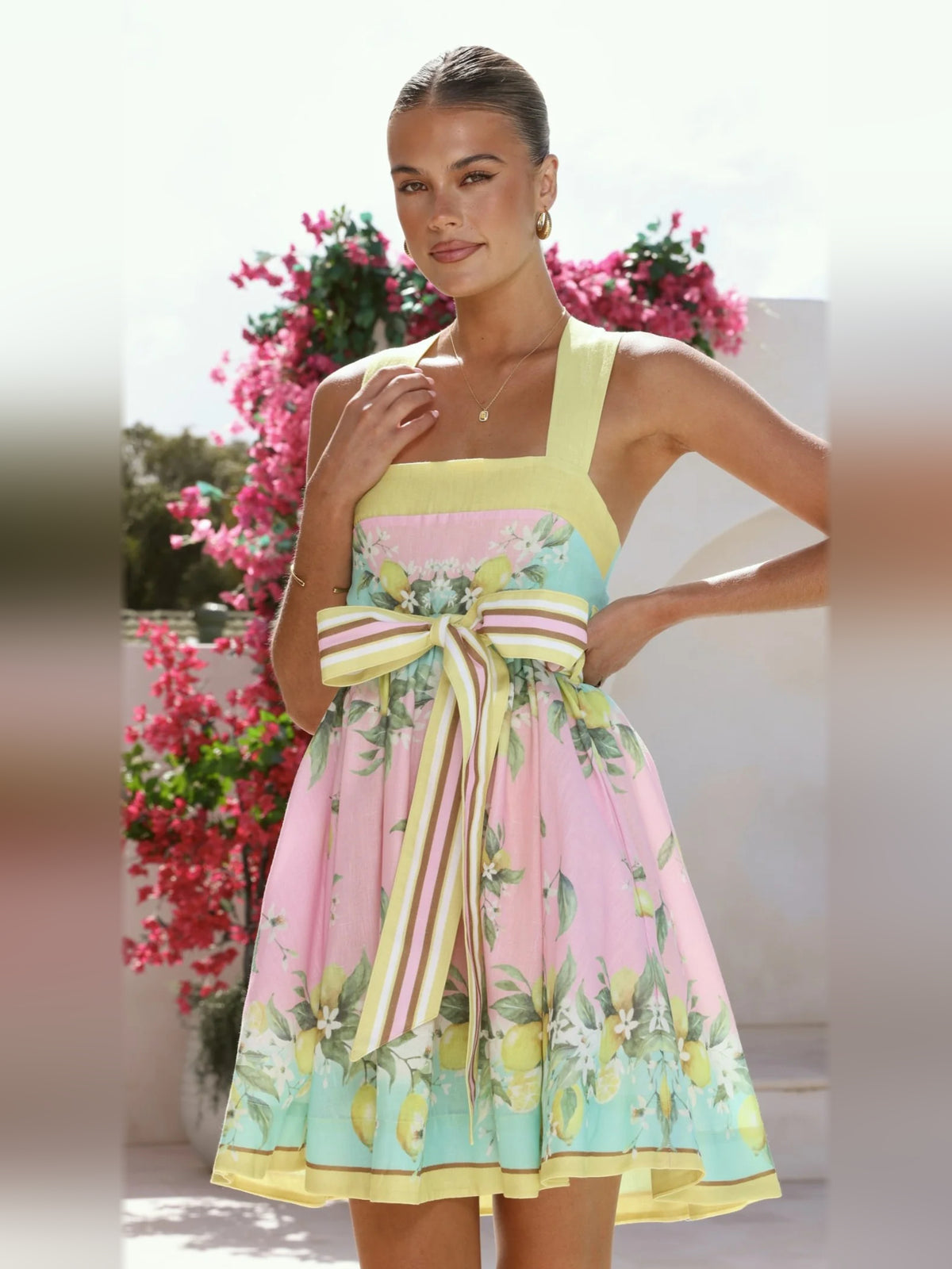 Rosé Lemonade mini homecoming dress, front view showing the silhouette