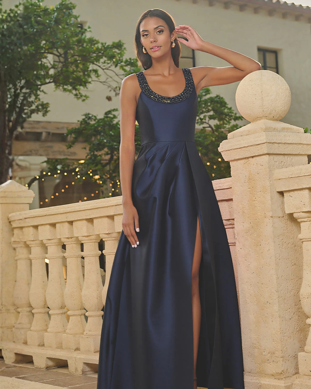 sleeveless fit-and-flare maxi mother of the bride dress - image 1