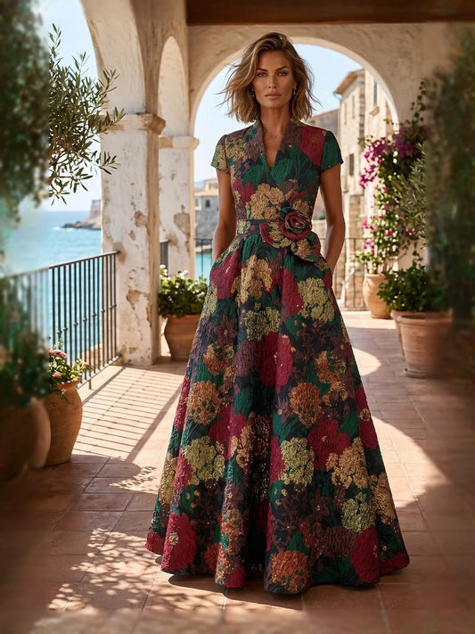 Burgundy short mother of the bride dress, front view showing the a-line silhouette