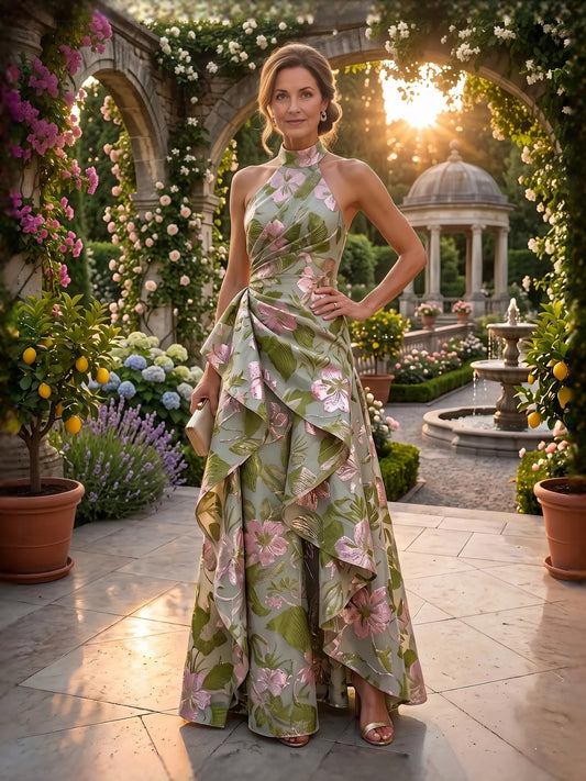 Clover floor-length mother of the bride dress, front view showing the a-line silhouette