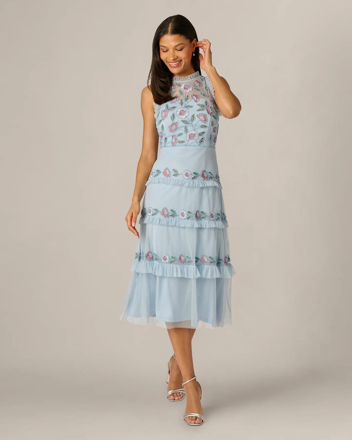 sleeveless a-line midi mother of the bride dress - image 1