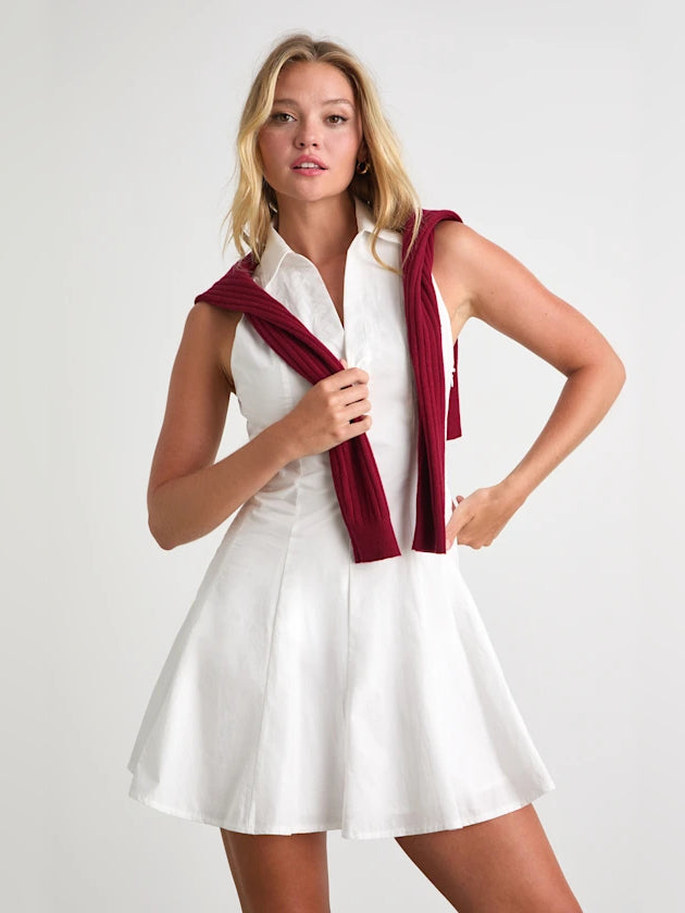 White mini homecoming dress, front view showing the silhouette