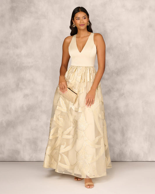 v neck ball-gown floor-length mother of the bride dress - image 1