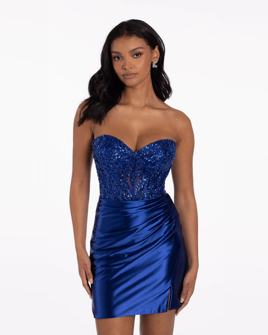 strapless sheath maxi homecoming dress - image 1