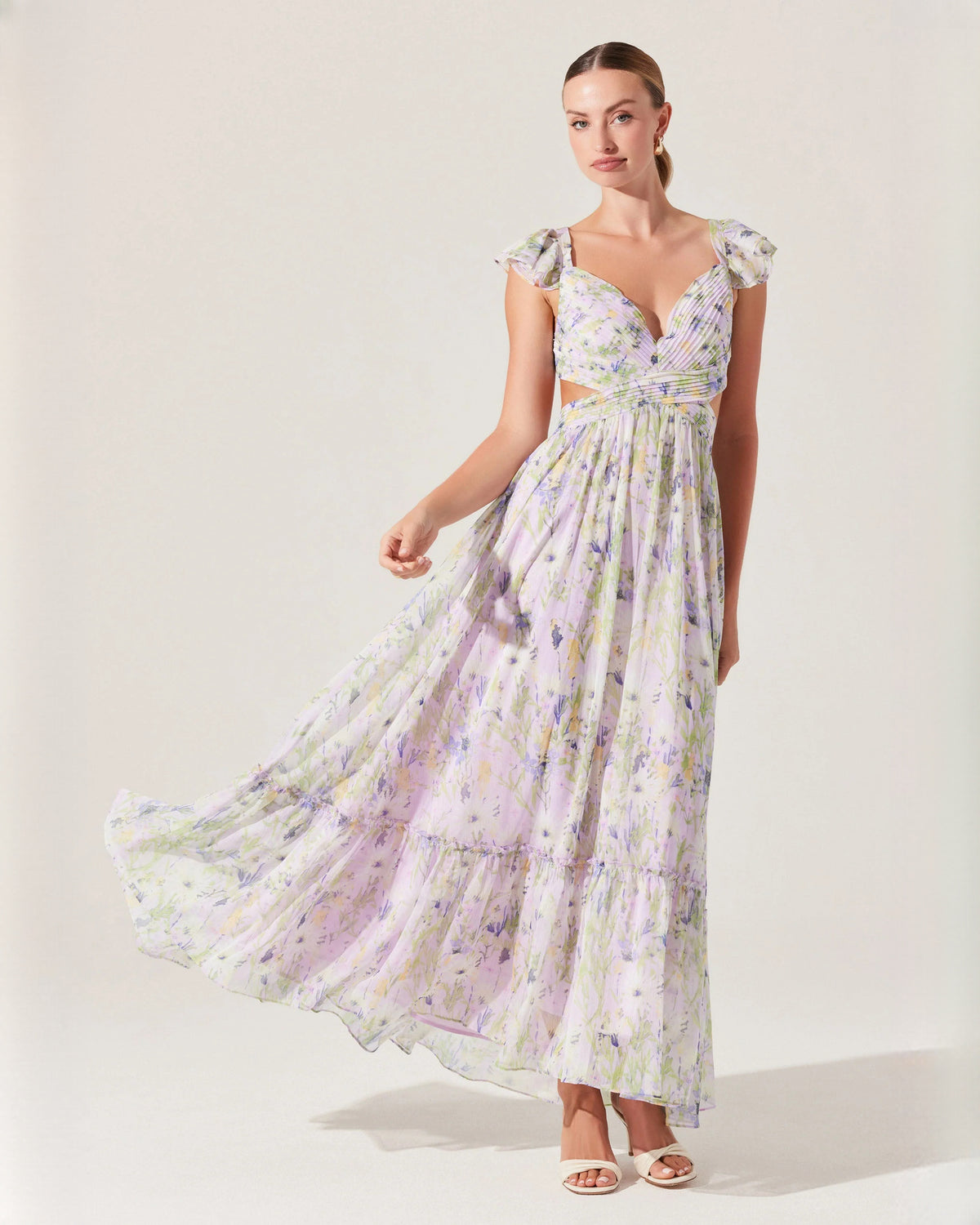 sleeveless chiffon a-line maxi bridesmaid dress - image 1