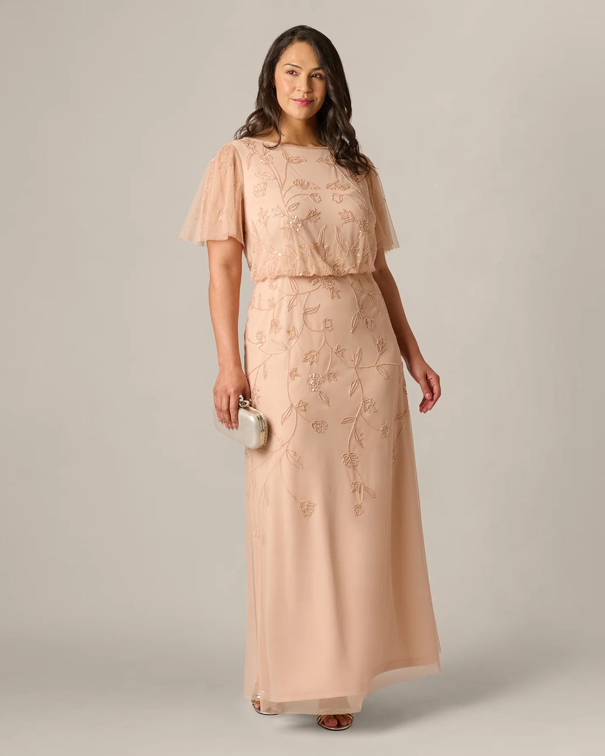 flutter-sleeve a-line maxi mother of the bride dress - image 1