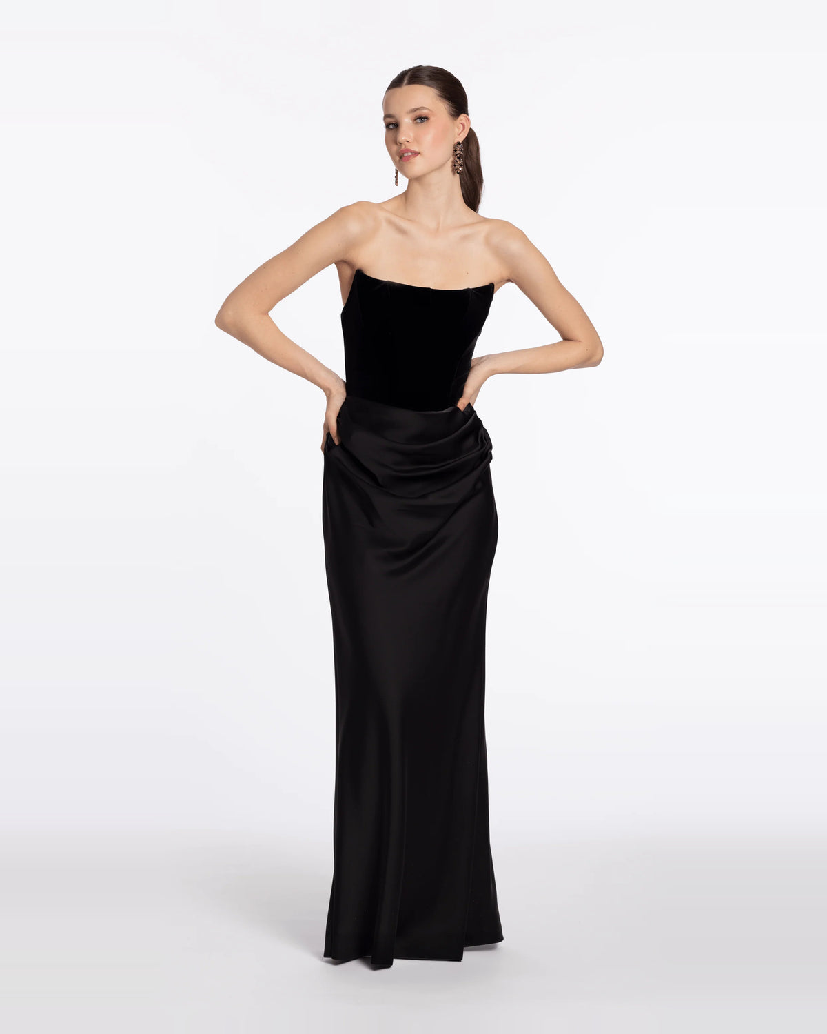 strapless column maxi prom dress - image 1