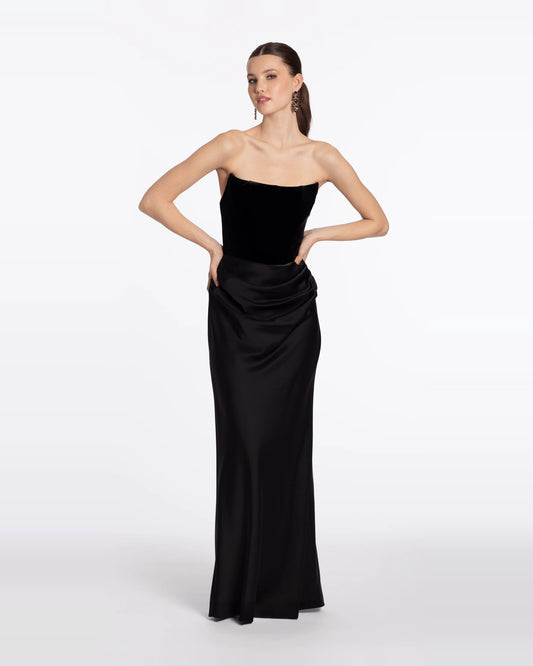 strapless column maxi prom dress - image 1