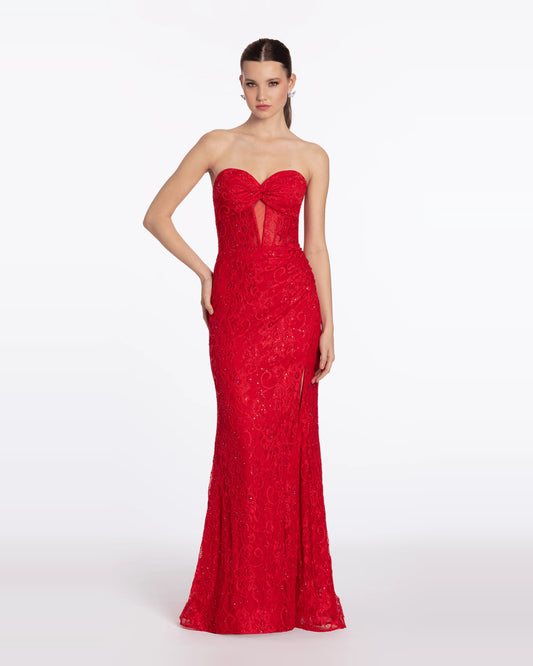 sweetheart trumpet maxi prom dress - image 1