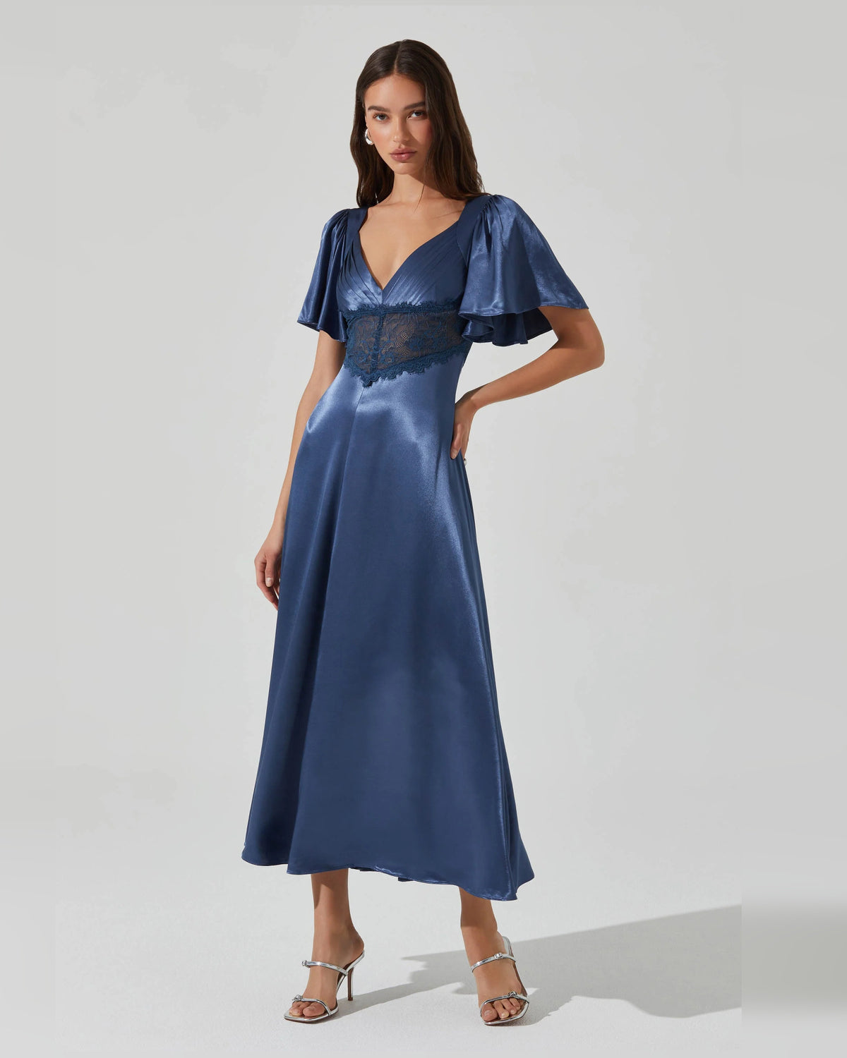 v-neck a-line midi formal dress - image 1