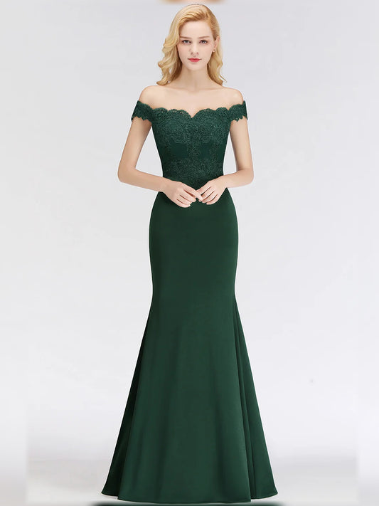 Dark Green floor-length bridesmaid dress, front view showing the mermaid silhouette