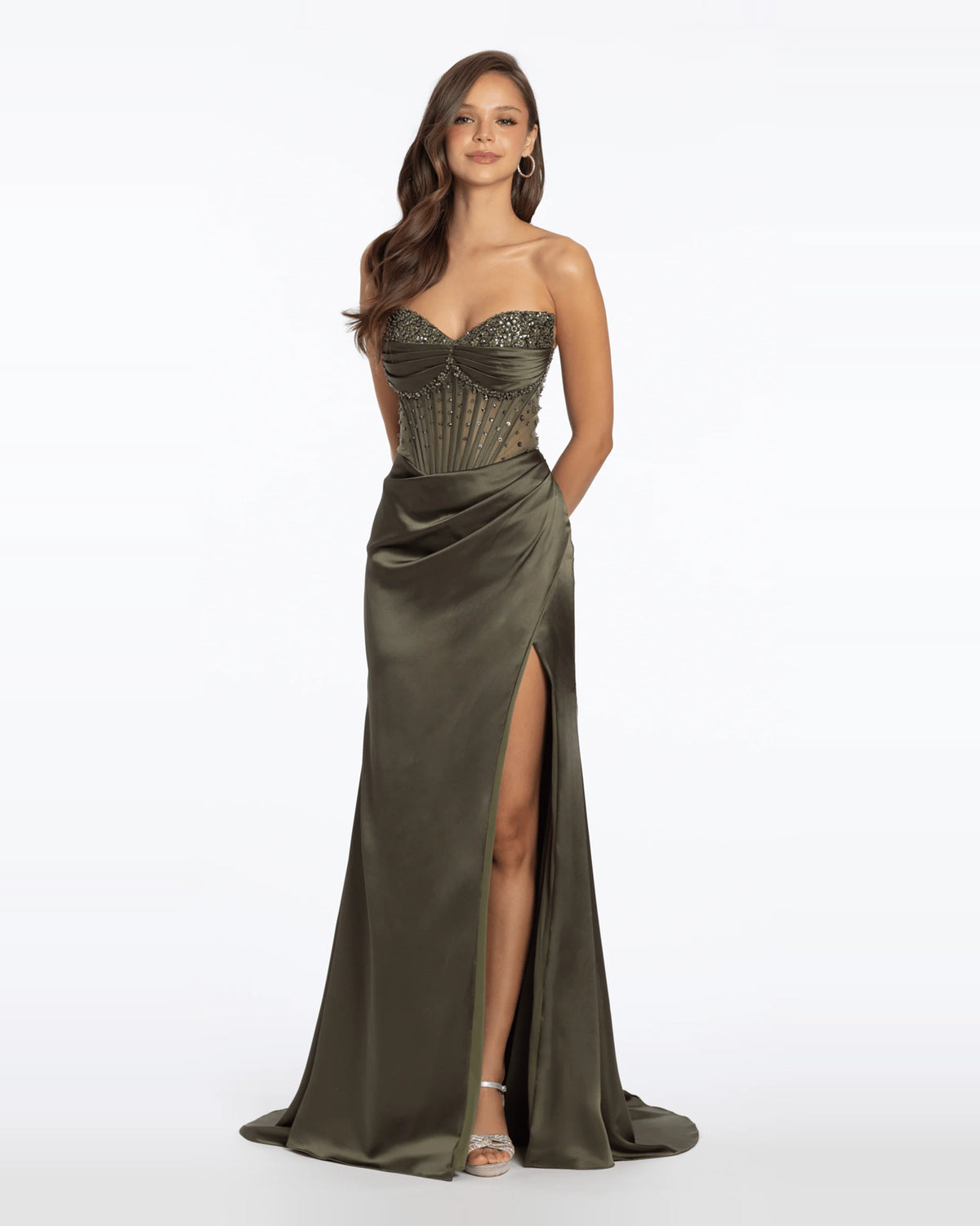 sweetheart column maxi prom dress - image 1