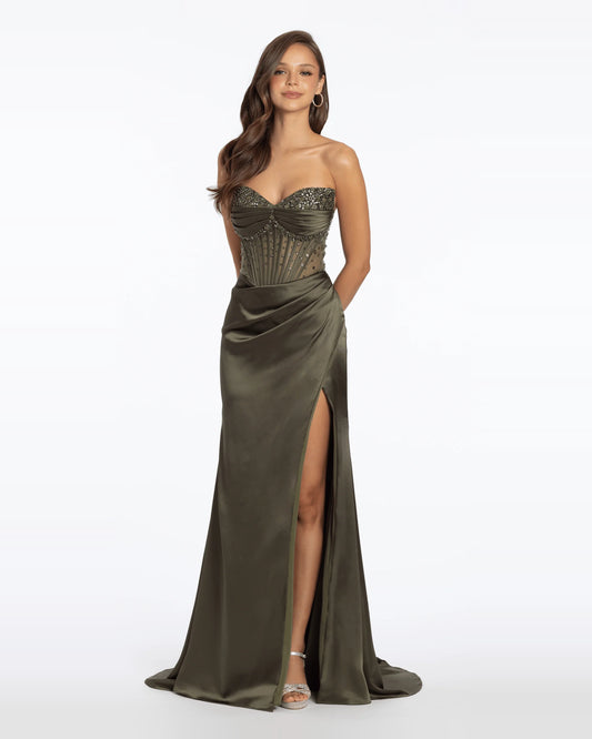 sweetheart column maxi prom dress - image 1