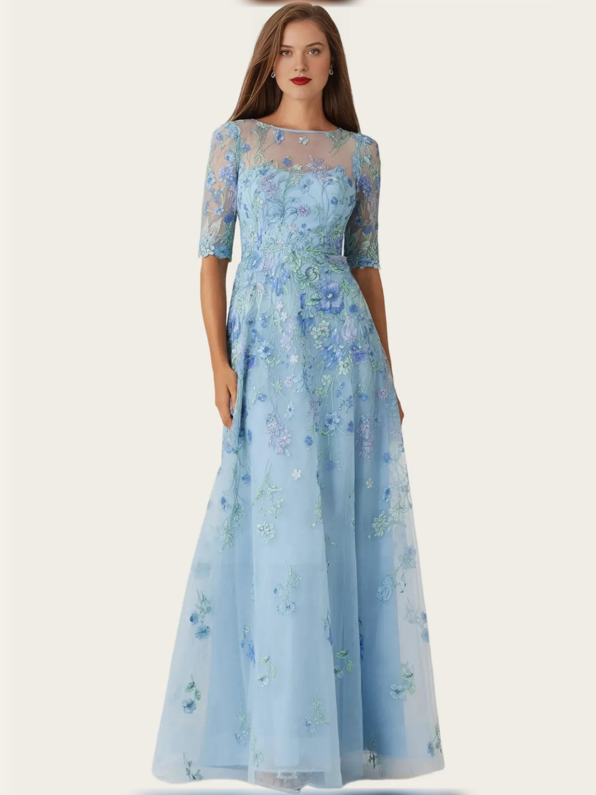 As Picture maxi mother of the bride dress, front view showing the a-line silhouette