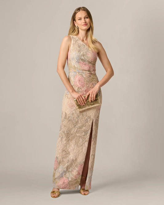one-shoulder sheath maxi mother of the bride dress - image 1