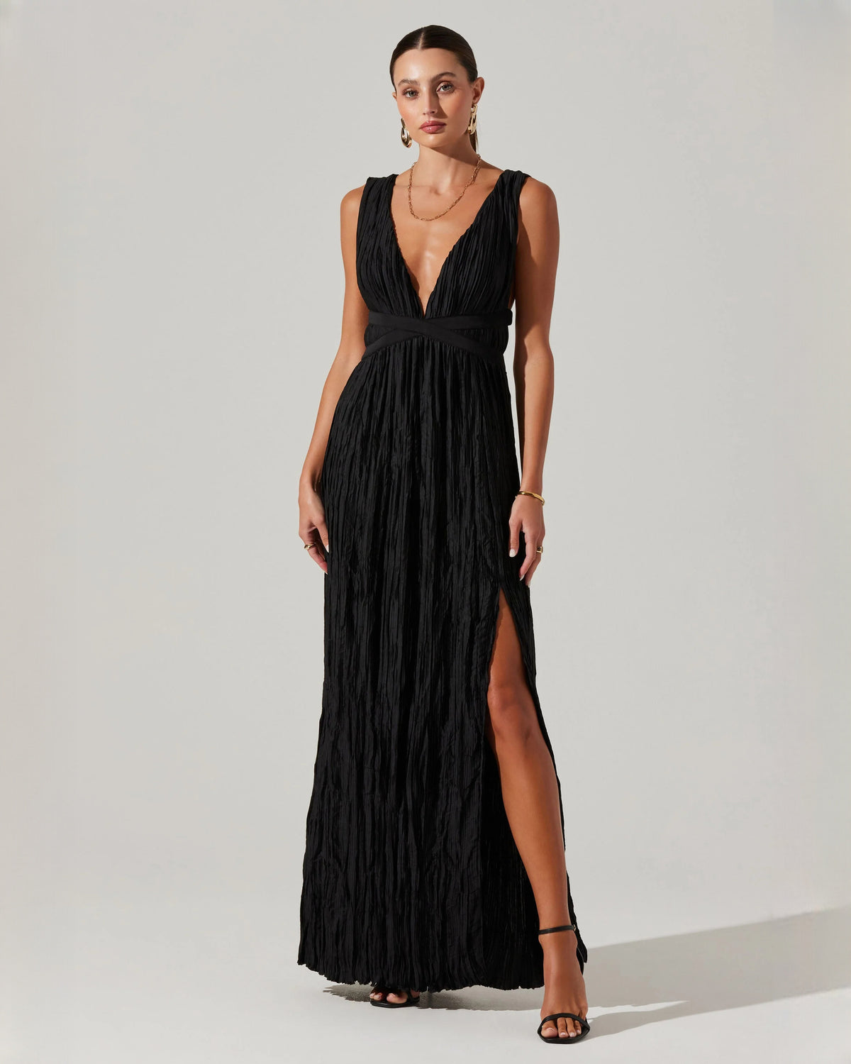 sleeveless chiffon a-line maxi bridesmaid dress - image 1
