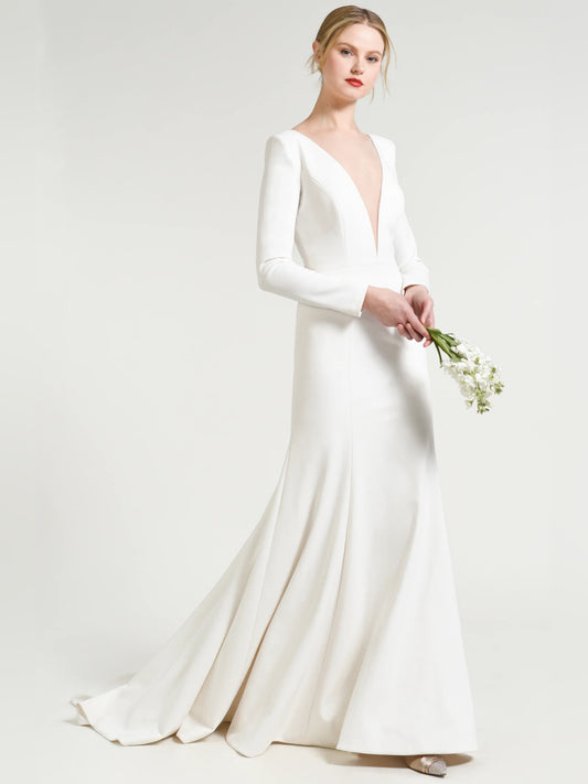 v neck fit-and-flare floor-length formal dress - image 1