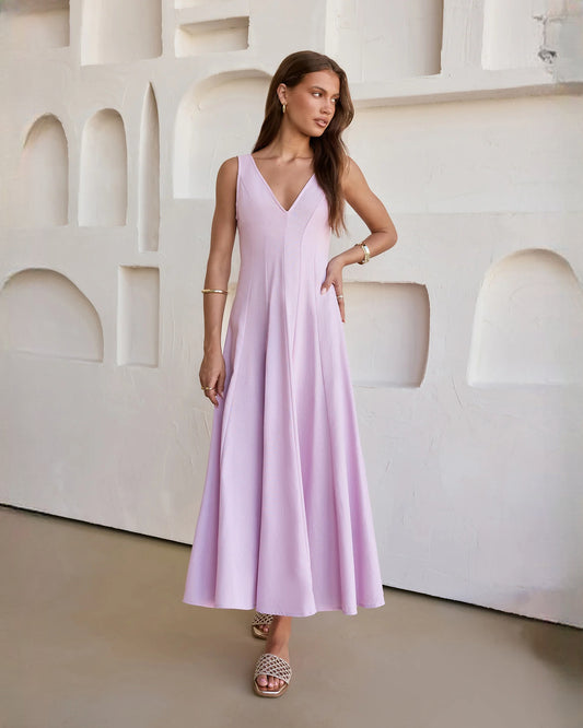 sleeveless satin a-line maxi bridesmaid dress - image 1