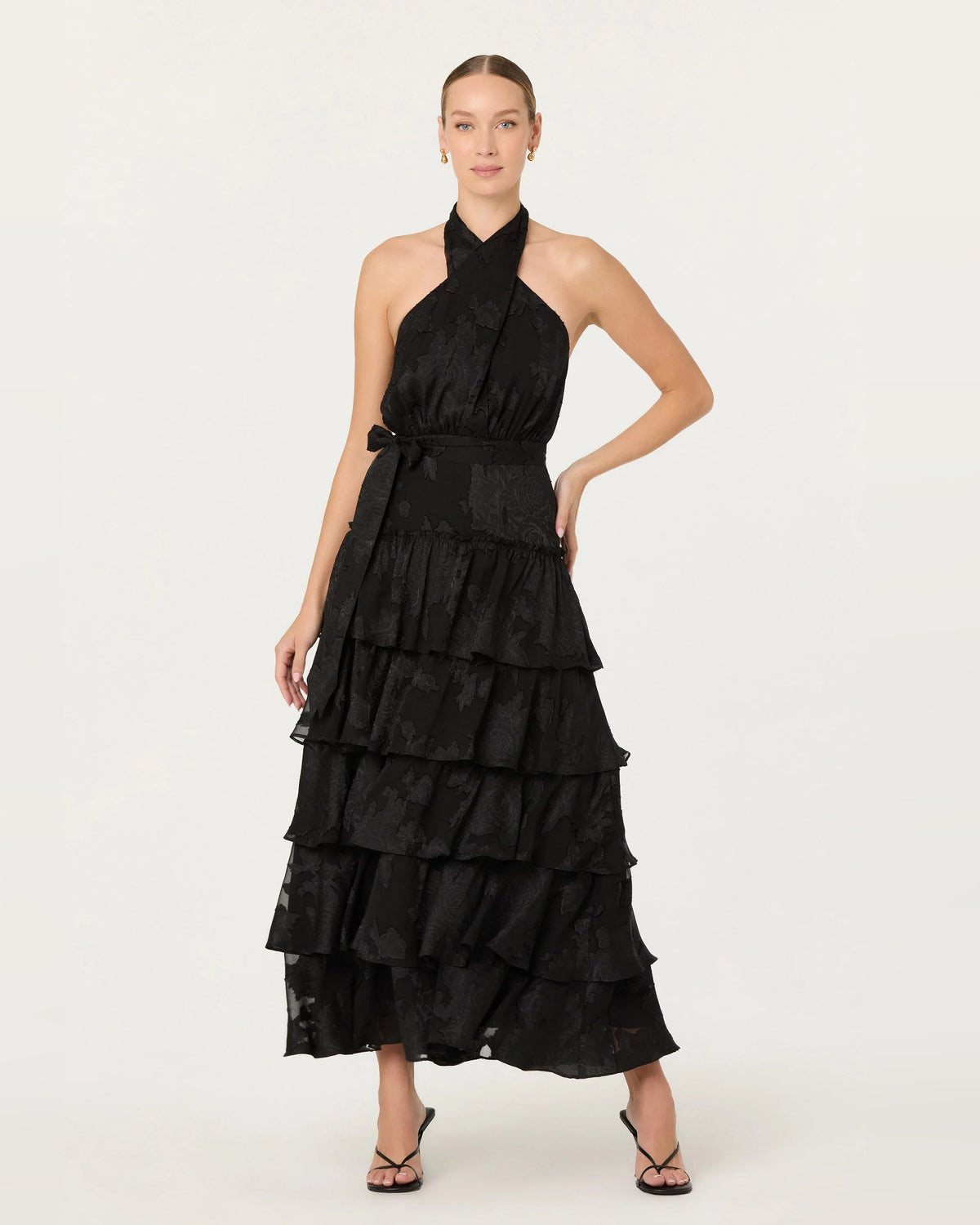 halter neck a-line maxi formal dress - image 1