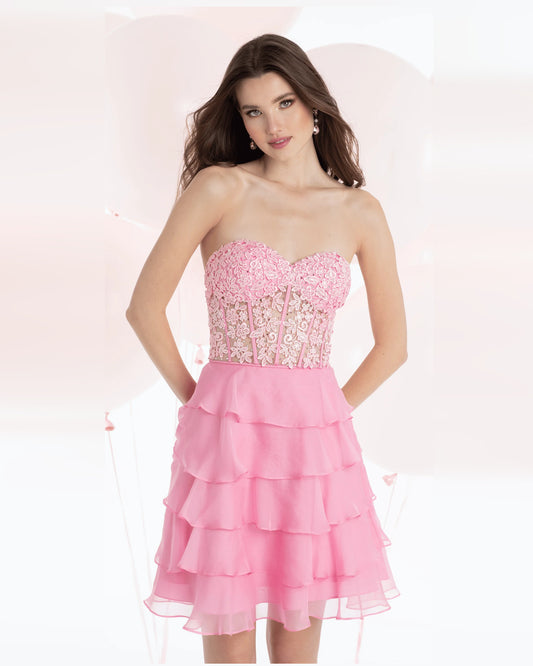 strapless fit-and-flare maxi homecoming dress - image 1