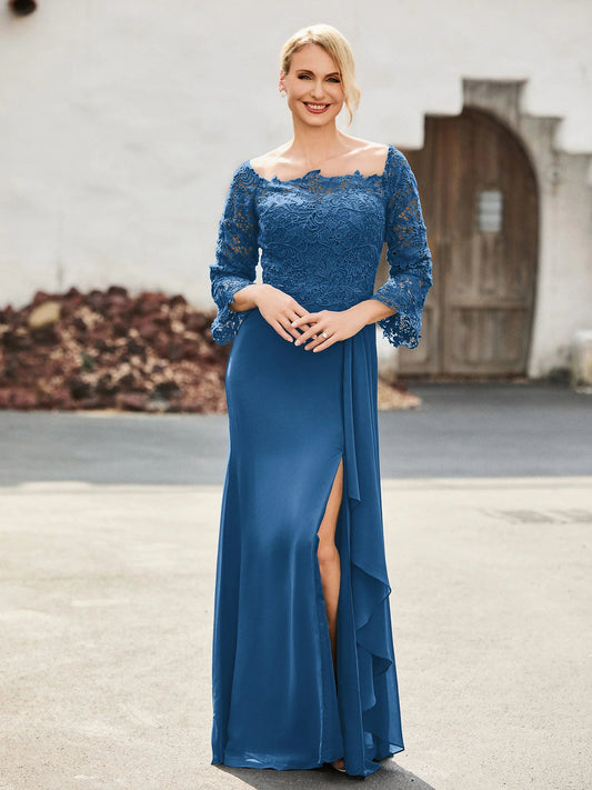 Ink Blue mini mother of the bride dress, front view showing the sheath silhouette