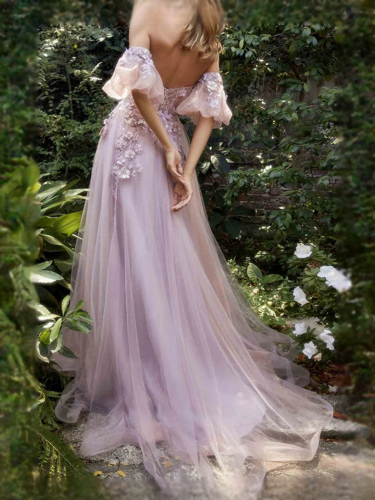 Blush Pink maxi prom dress, front view showing the a-line silhouette