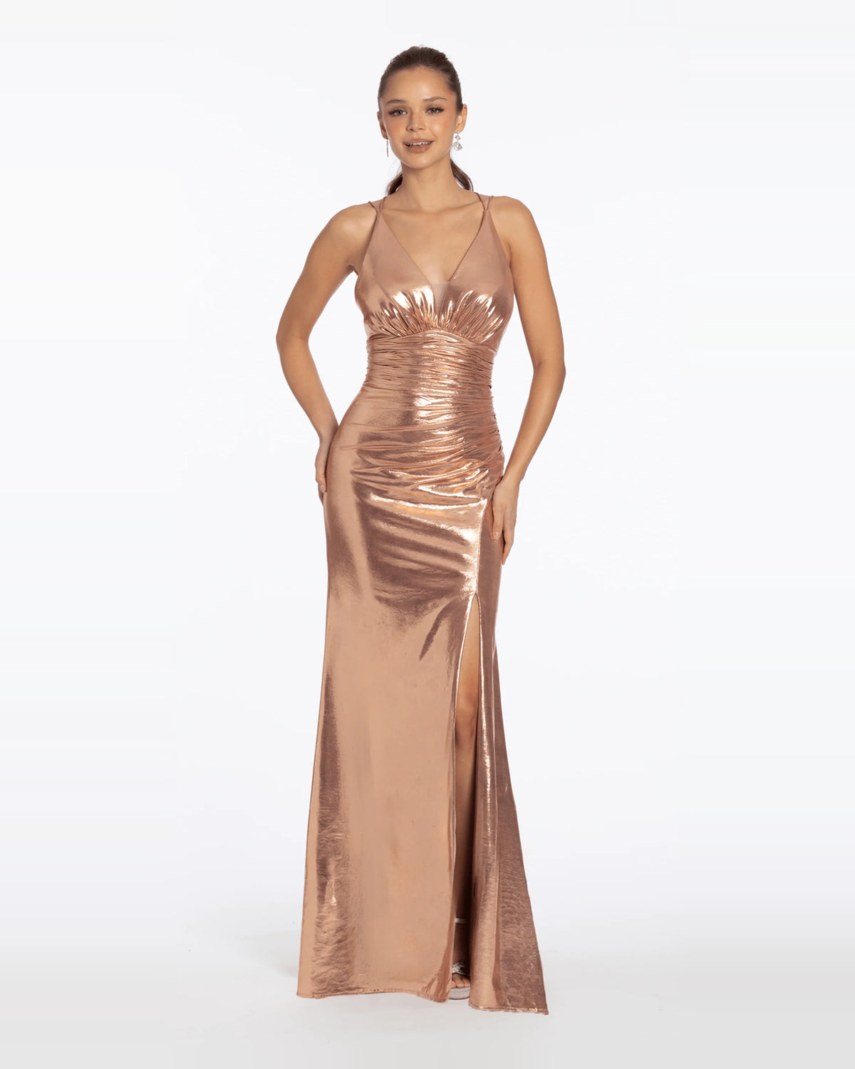 halter neck column maxi prom dress - image 1