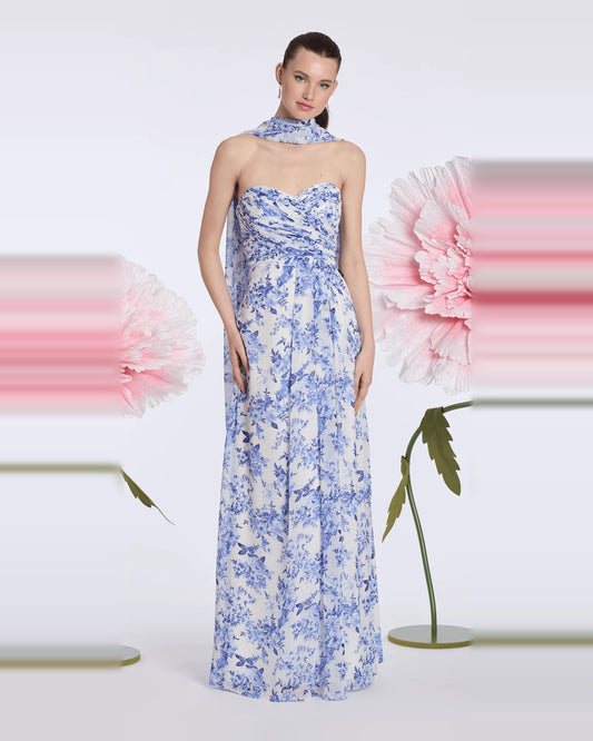 strapless column maxi prom dress - image 1