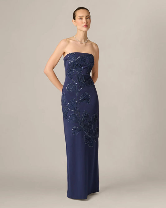 strapless sheath maxi mother of the bride dress - image 1