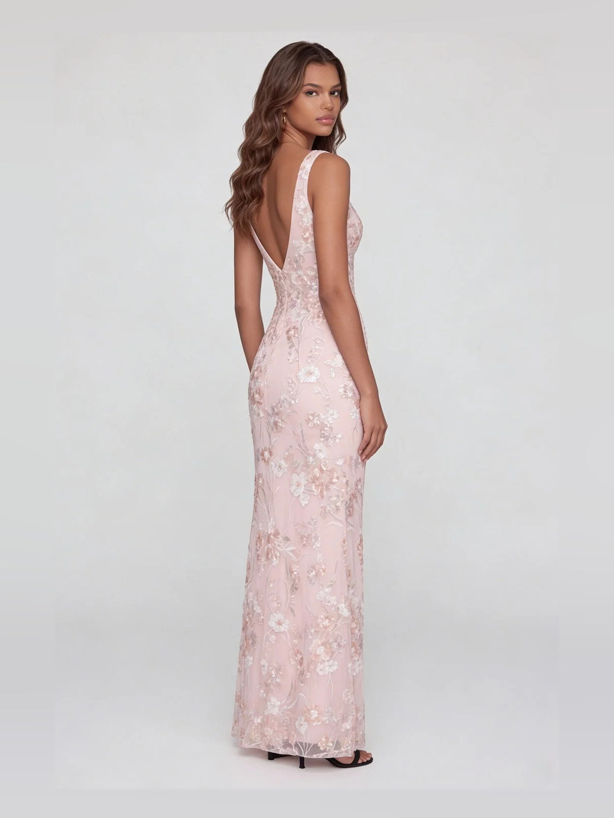 Blush Pink floor-length prom dress, front view showing the mermaid silhouette