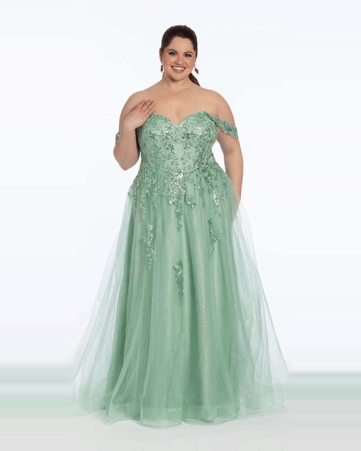 off shoulder ball-gown floor-length prom dress - image 1