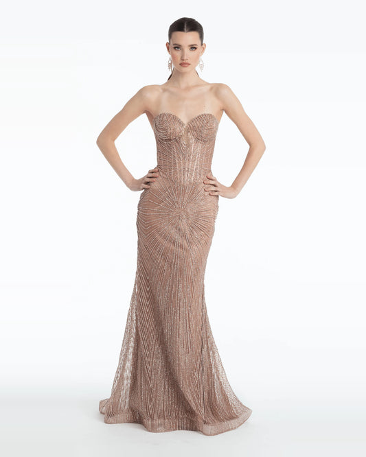 sweetheart trumpet maxi prom dress - image 1