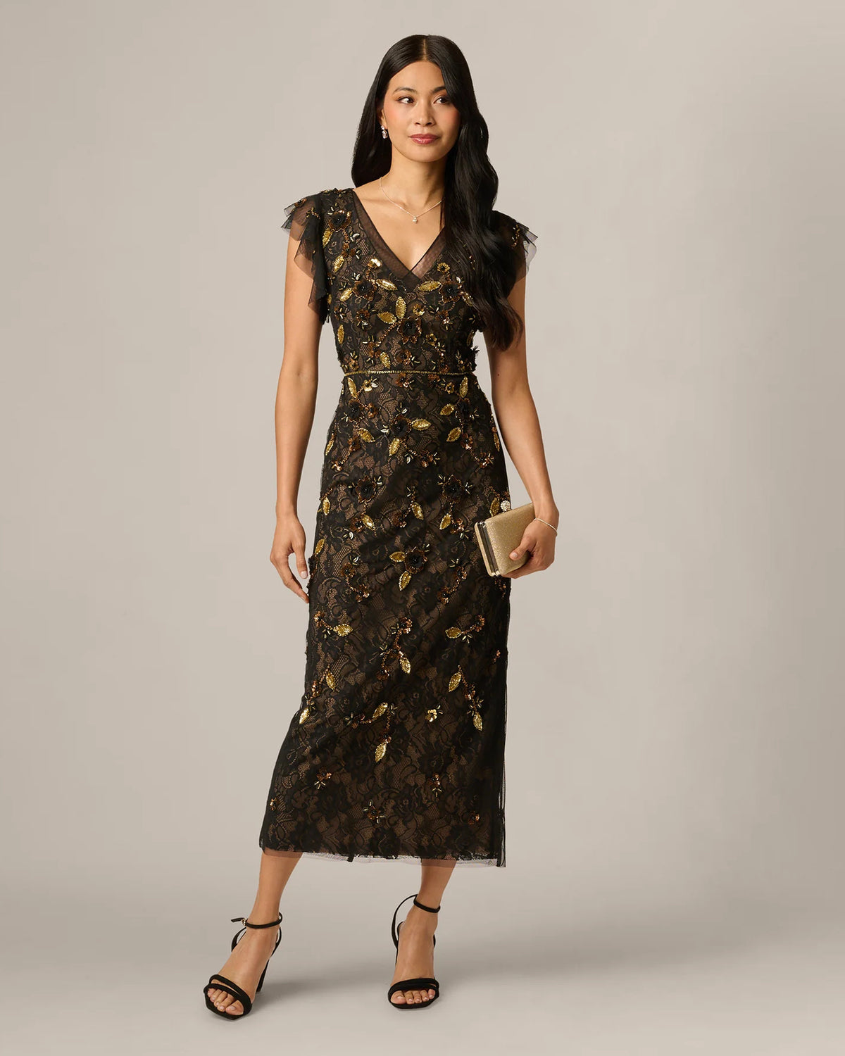 spaghetti strap a-line maxi mother of the bride dress - image 1