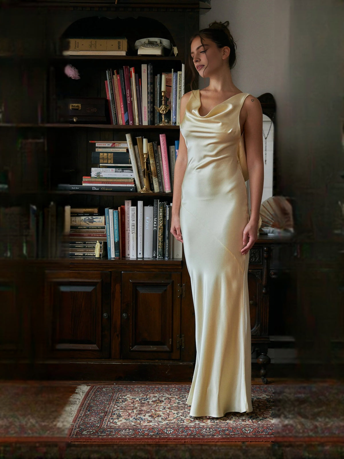 Ivory white floor-length prom dress, front view showing the mermaid silhouette